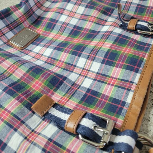 Tommy Hilfiger Madras Plaid Faux Leather Preppy Americana Tote Shoulder Bag 2011 - Picture 4 of 12
